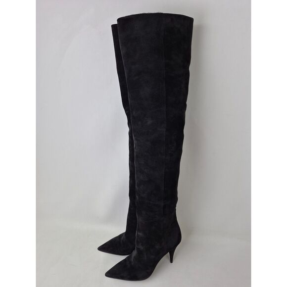 Saint Laurent Women's Black Suede Kiki Over the Knee Tall Boots Size 36 - Picture 2 of 9
